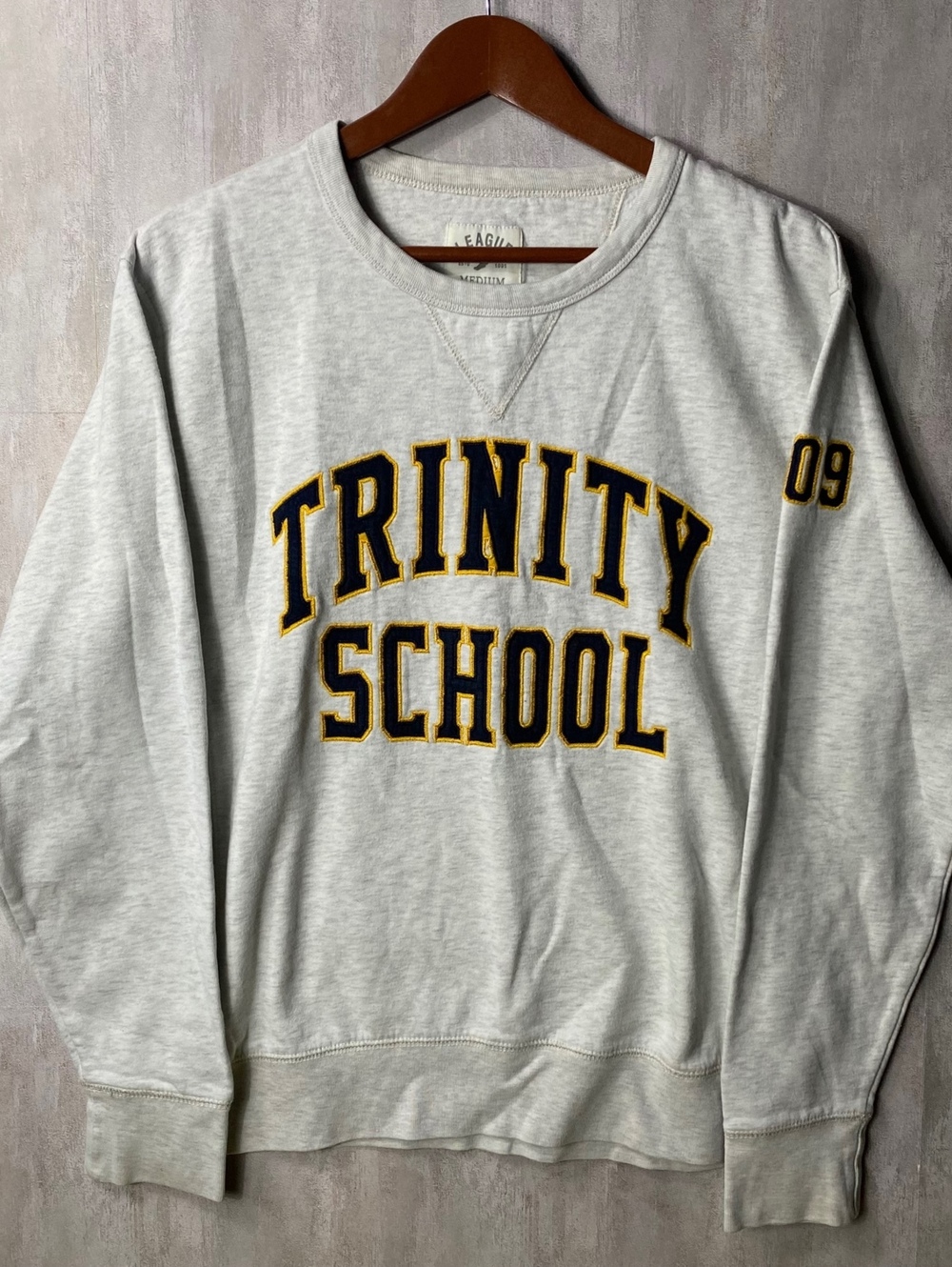 Vintage Y2K 2000s Style Gray Crewneck Sweatshirt Medium Collegiate Varsity